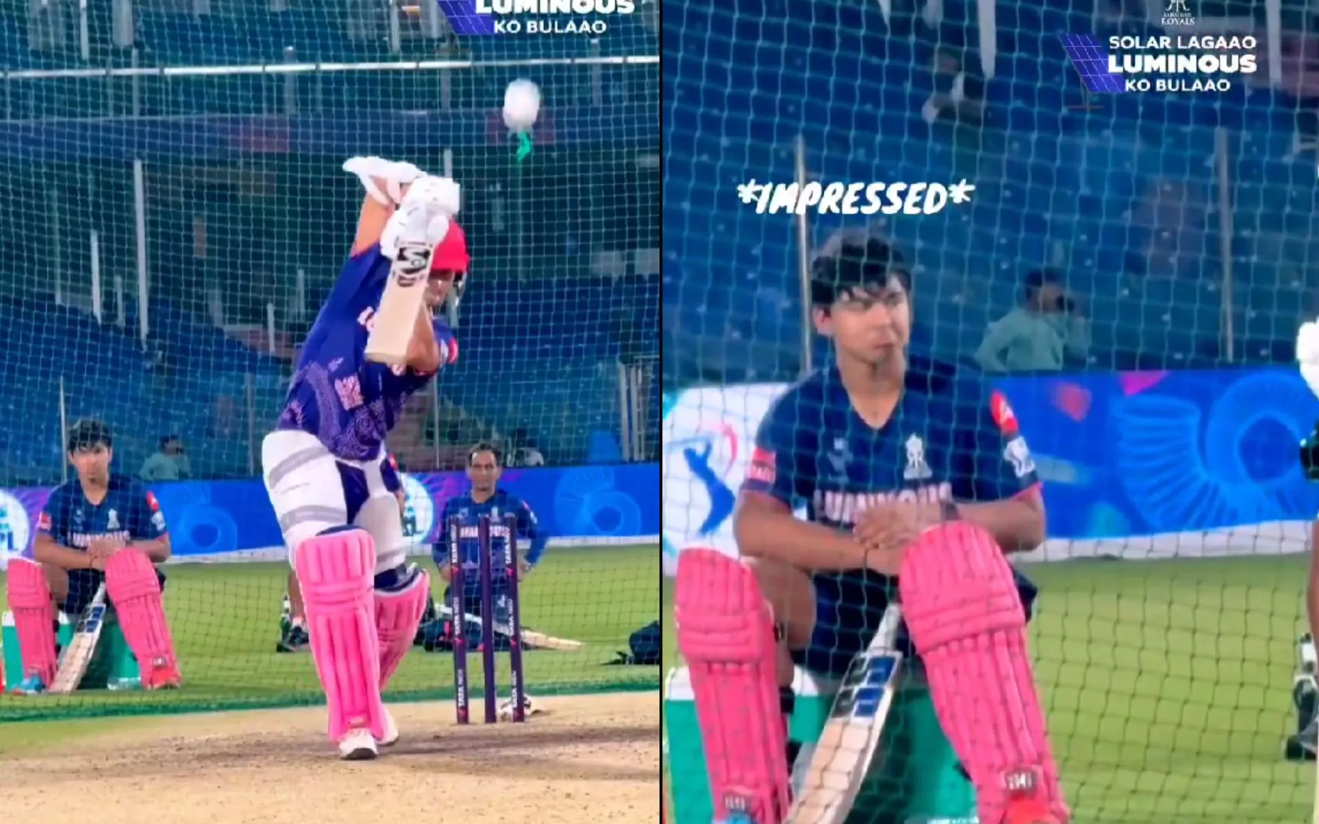 Suryavanshi Mesmerized By Jaiswal's Batting (Source: rajasthanroyals/x.com) 