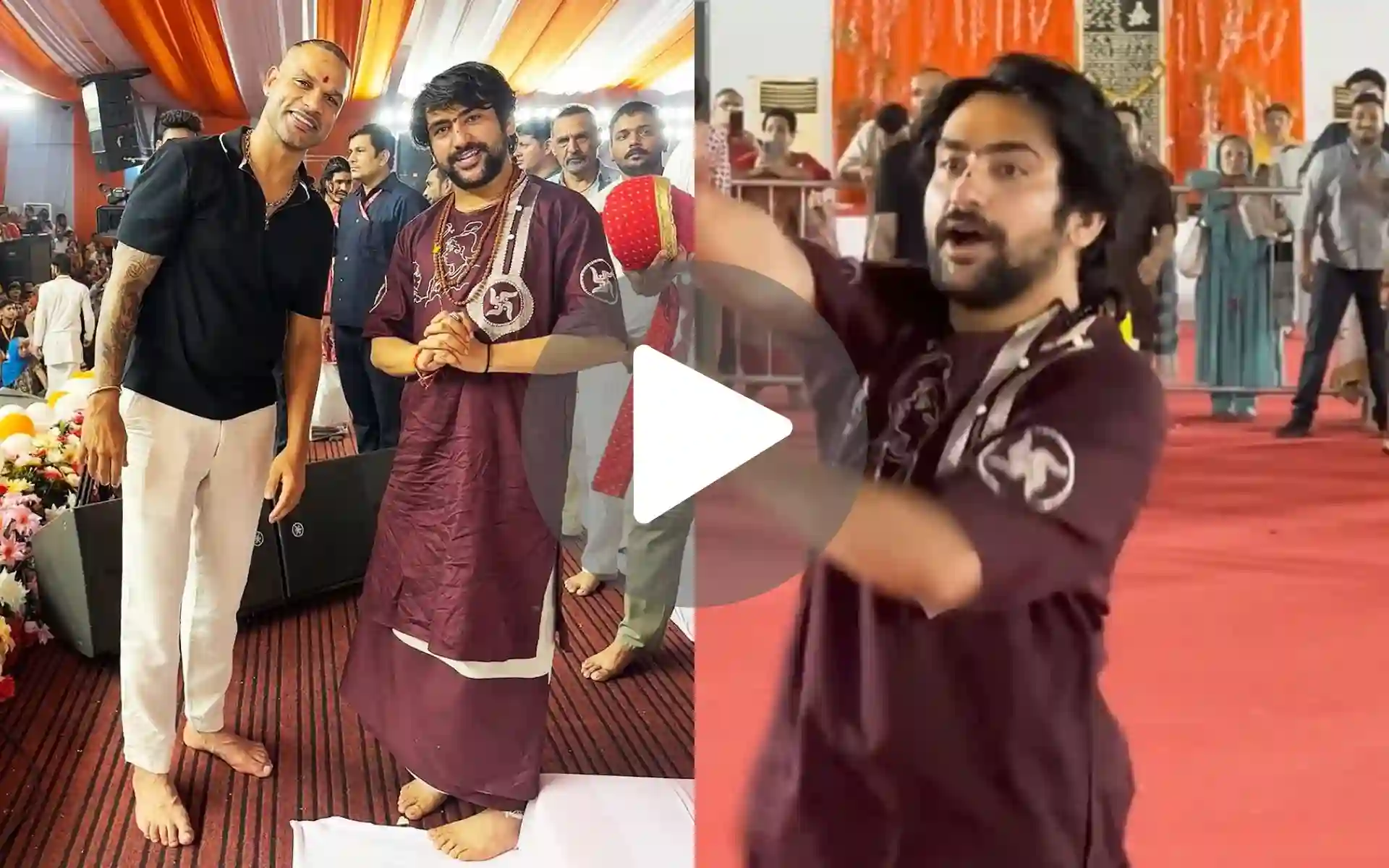 Shikhar Dhawan Meets Dhirendra Shastri, Hits Religious Leader For A Six - Video