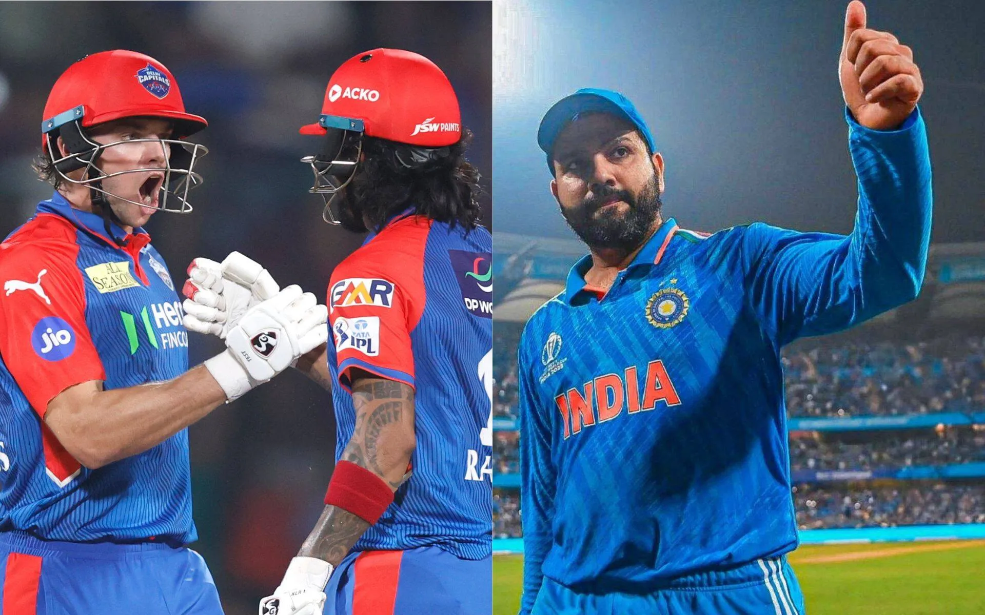 Delhi Capitals players and Rohit Sharma [Source: @IPL, @Jyran45/x]
