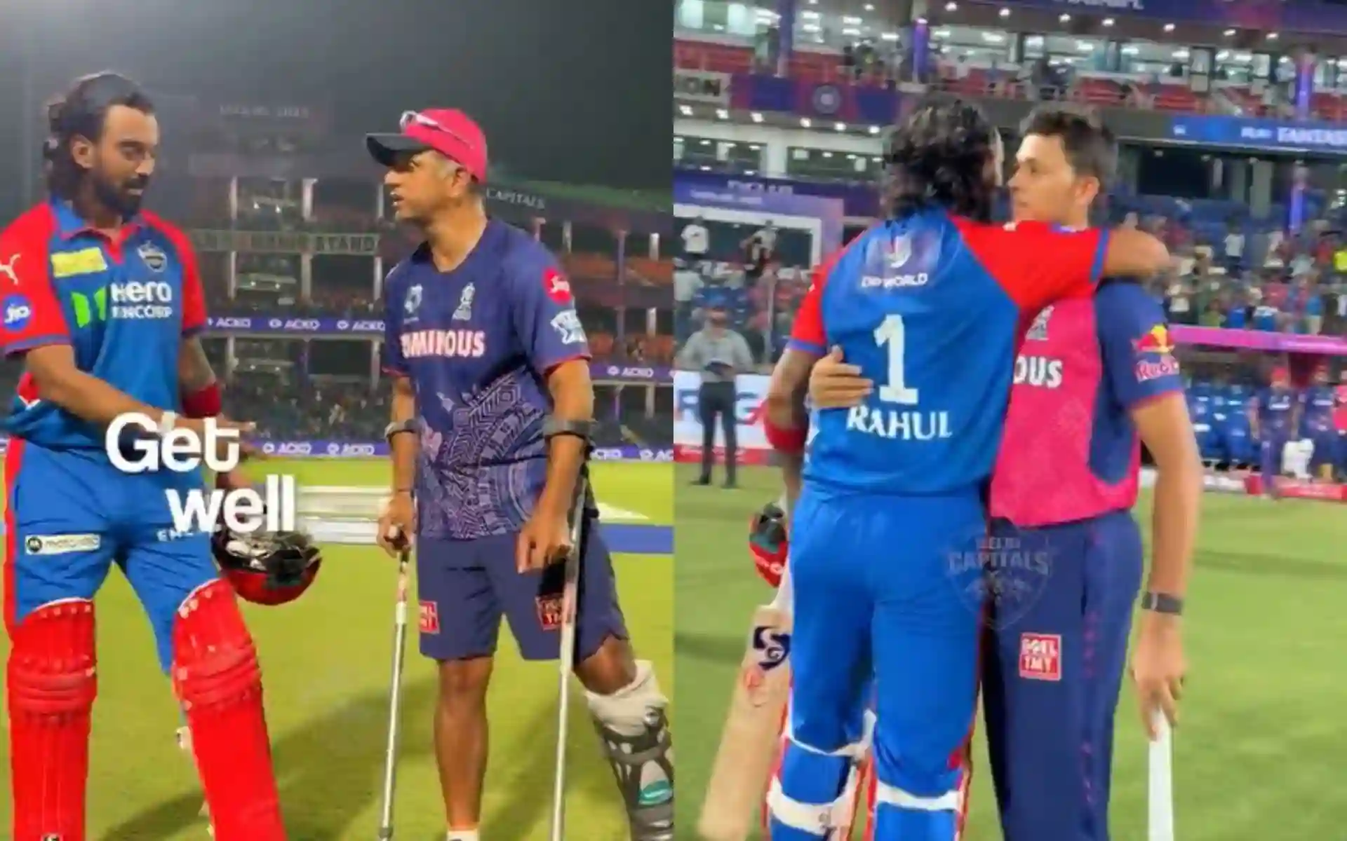 KL Rahul with Rahul Dravid and Yashasvi Jaiswal [Source: @DelhiCapitals/x]