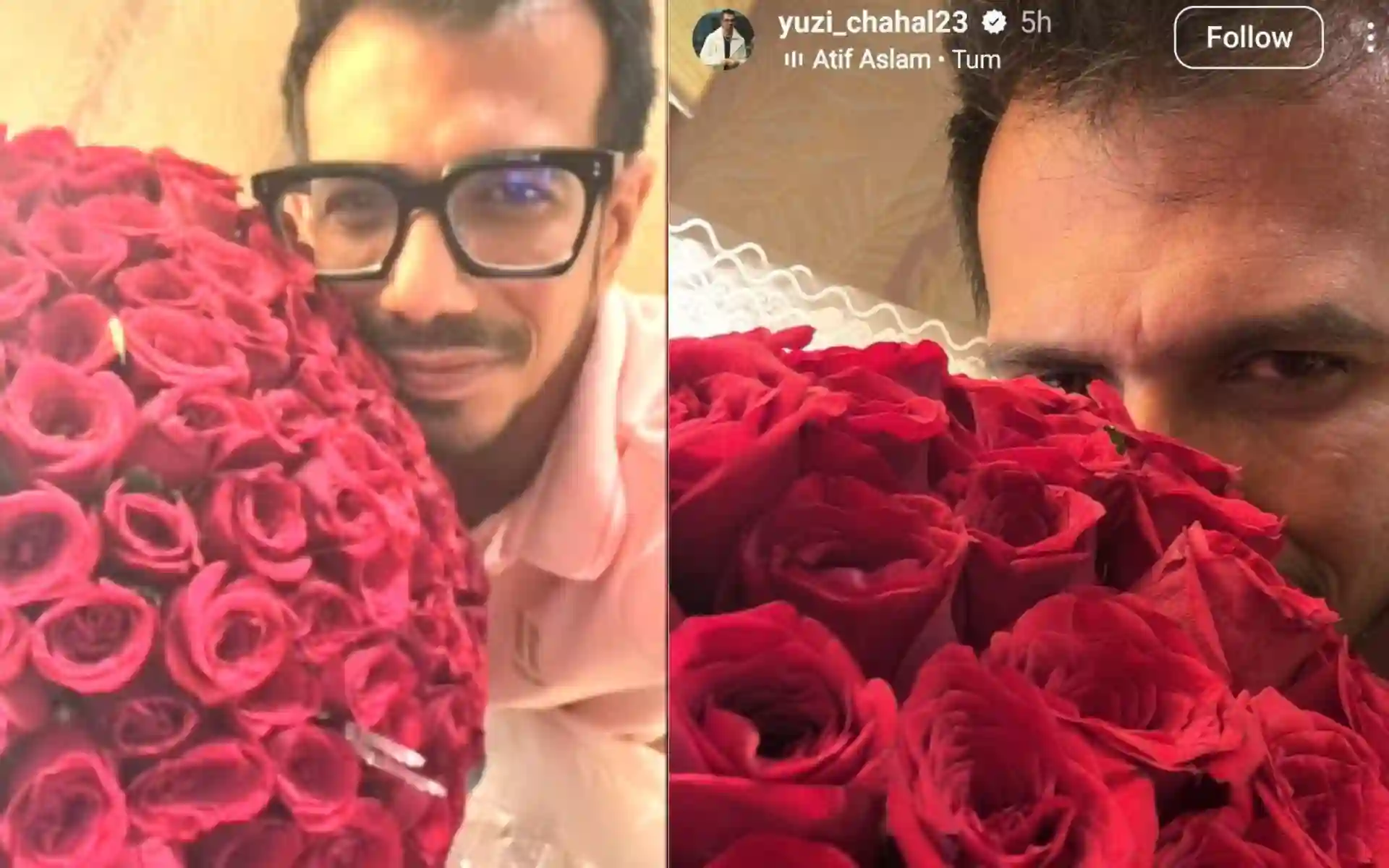 Yuzvendra Chahal shares pic with red rose bouquet (Source:@hemaram_saran1,x.com)