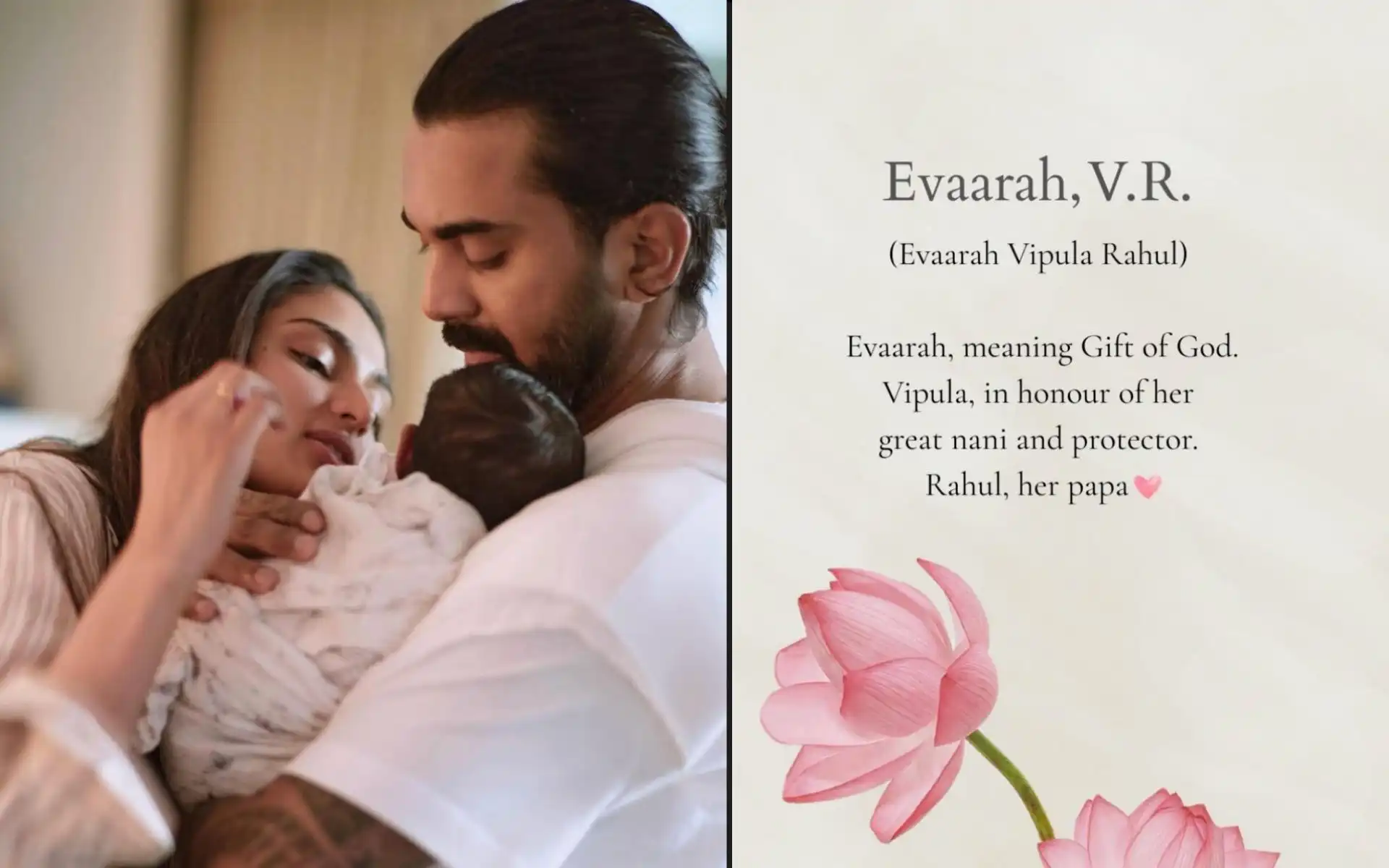 KL Rahul and Athiya Shetty reveal their daughter name [Source: Klrahul]