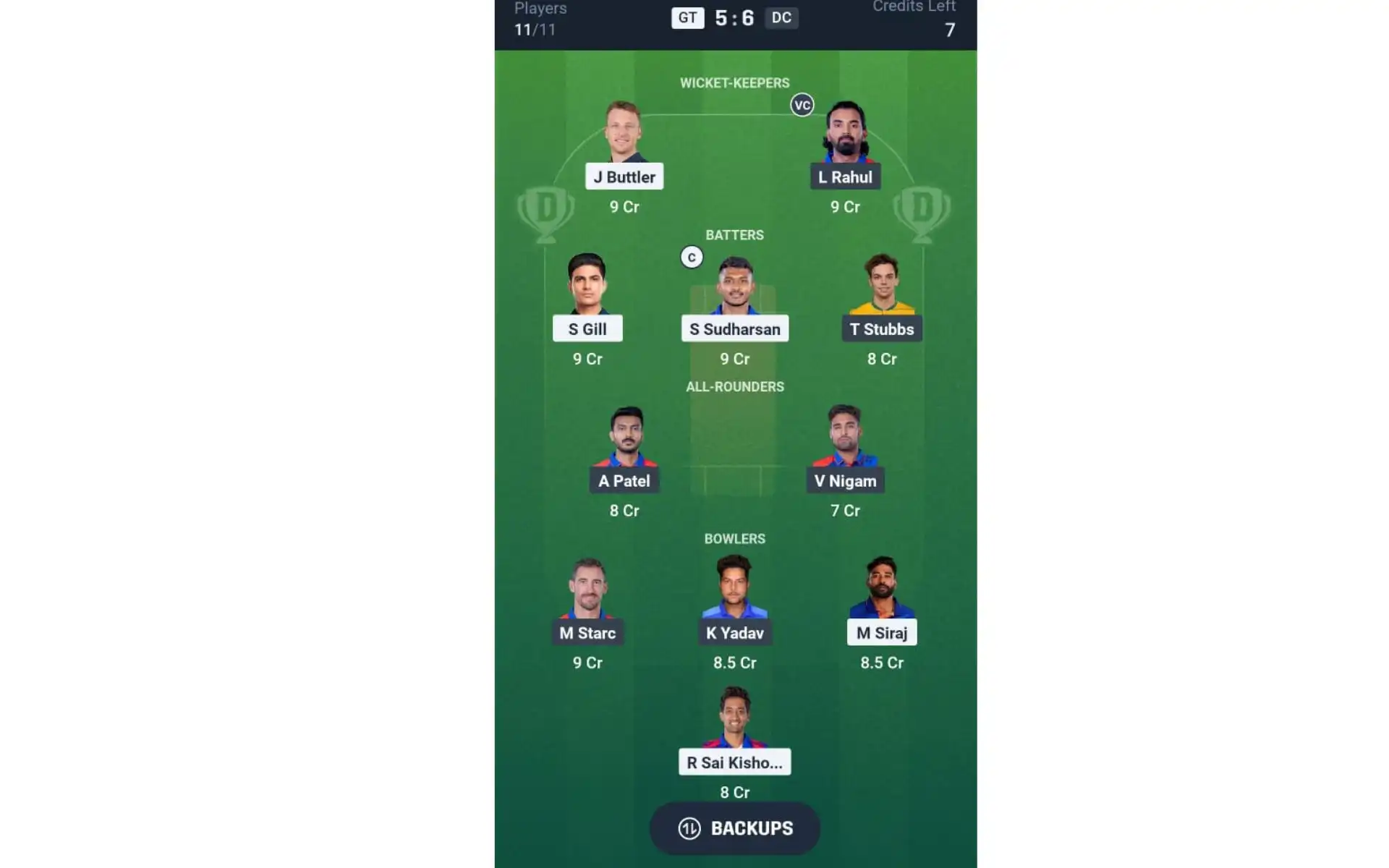 GT vs DC, IPL 2025: Dream11 Team 1 [Source: @Dream11 App]