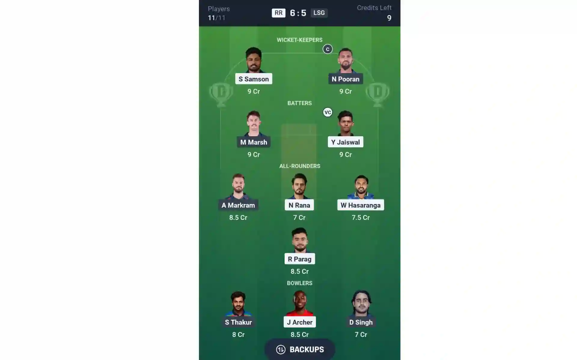 RCB vs LSG, IPL 2025: Dream11 Team 1 [Source: @Dream11 App]