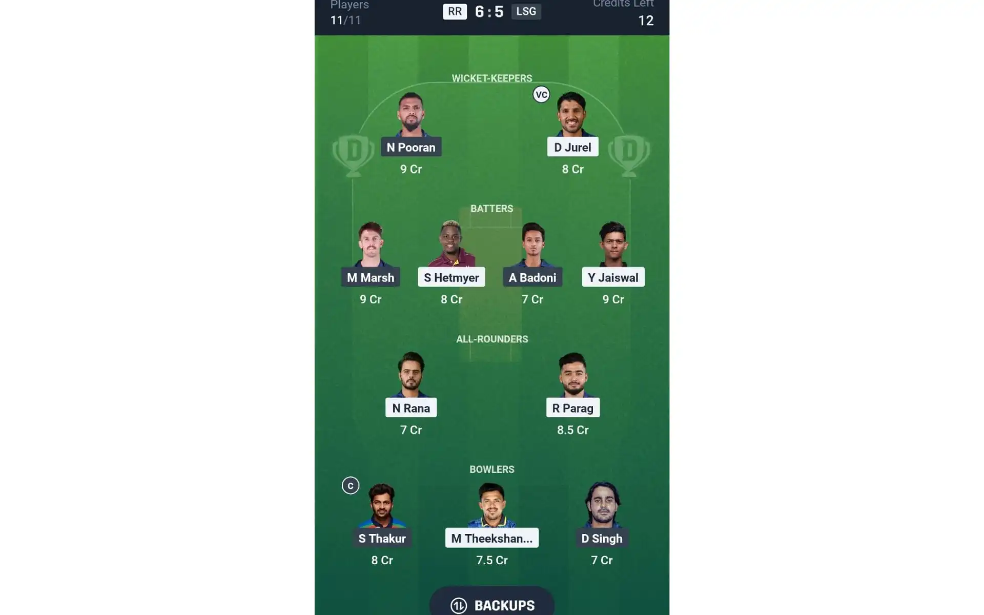 RCB vs LSG, IPL 2025: Dream11 Team 2 [Source: @Dream11 App]
