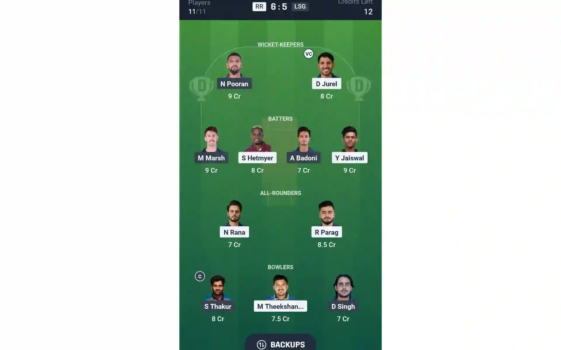 RCB vs LSG, IPL 2025: Dream11 Team 2 [Source: @Dream11 App]