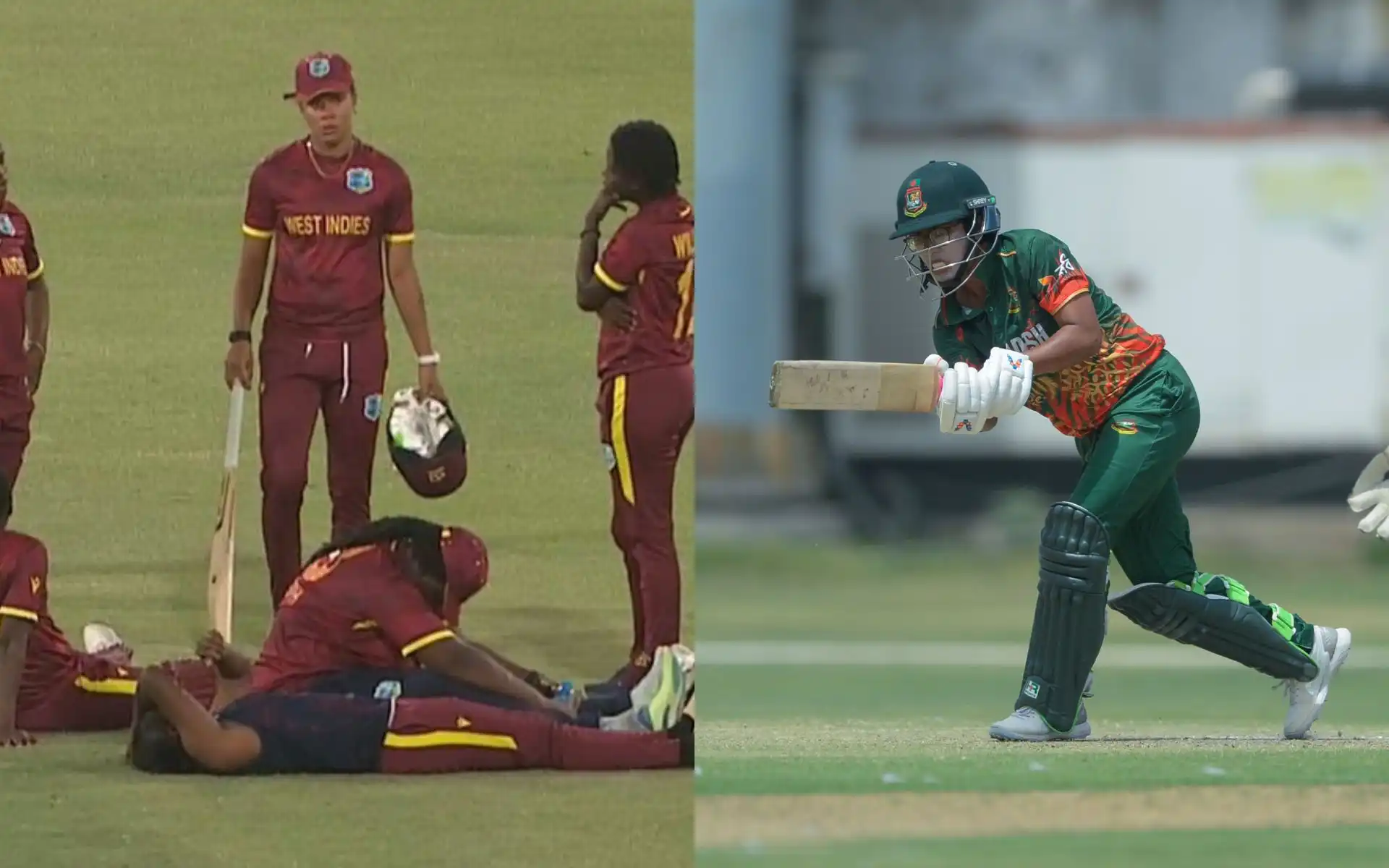 West Indian cricketers cry in spite of winning the match. [Source: @TweetKaSixer & @TheRealPCB_Live/X]