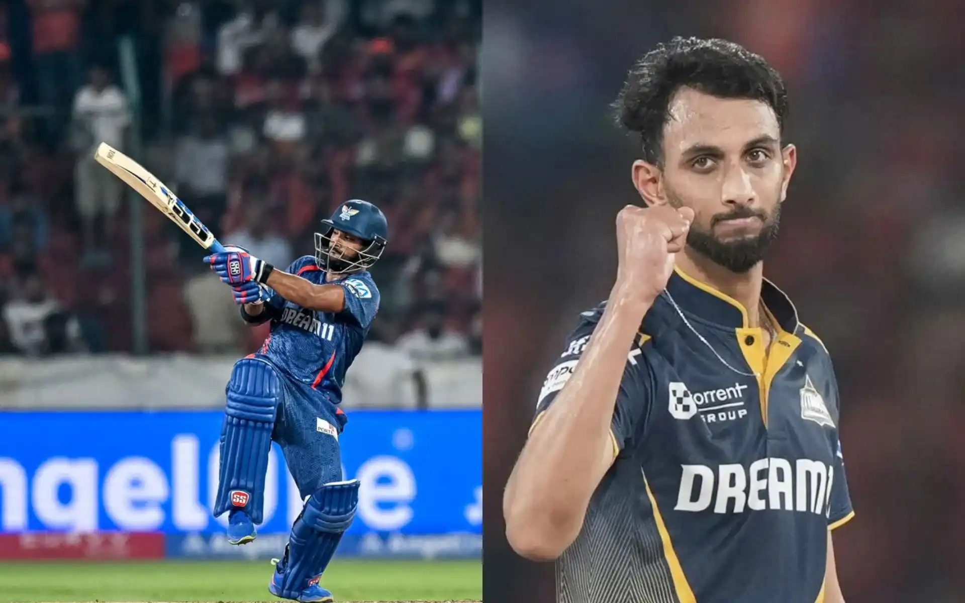 Nicholas Pooran and Prasidh Krishna (Source: @IPL/X.com)