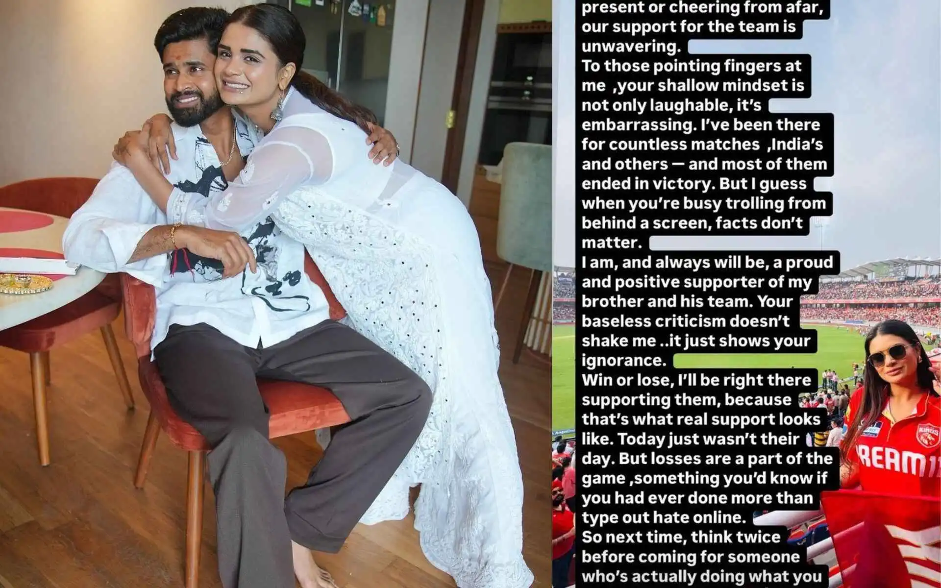Shreyas Iyer's sister hit back at trolls (Source:@Instagram)