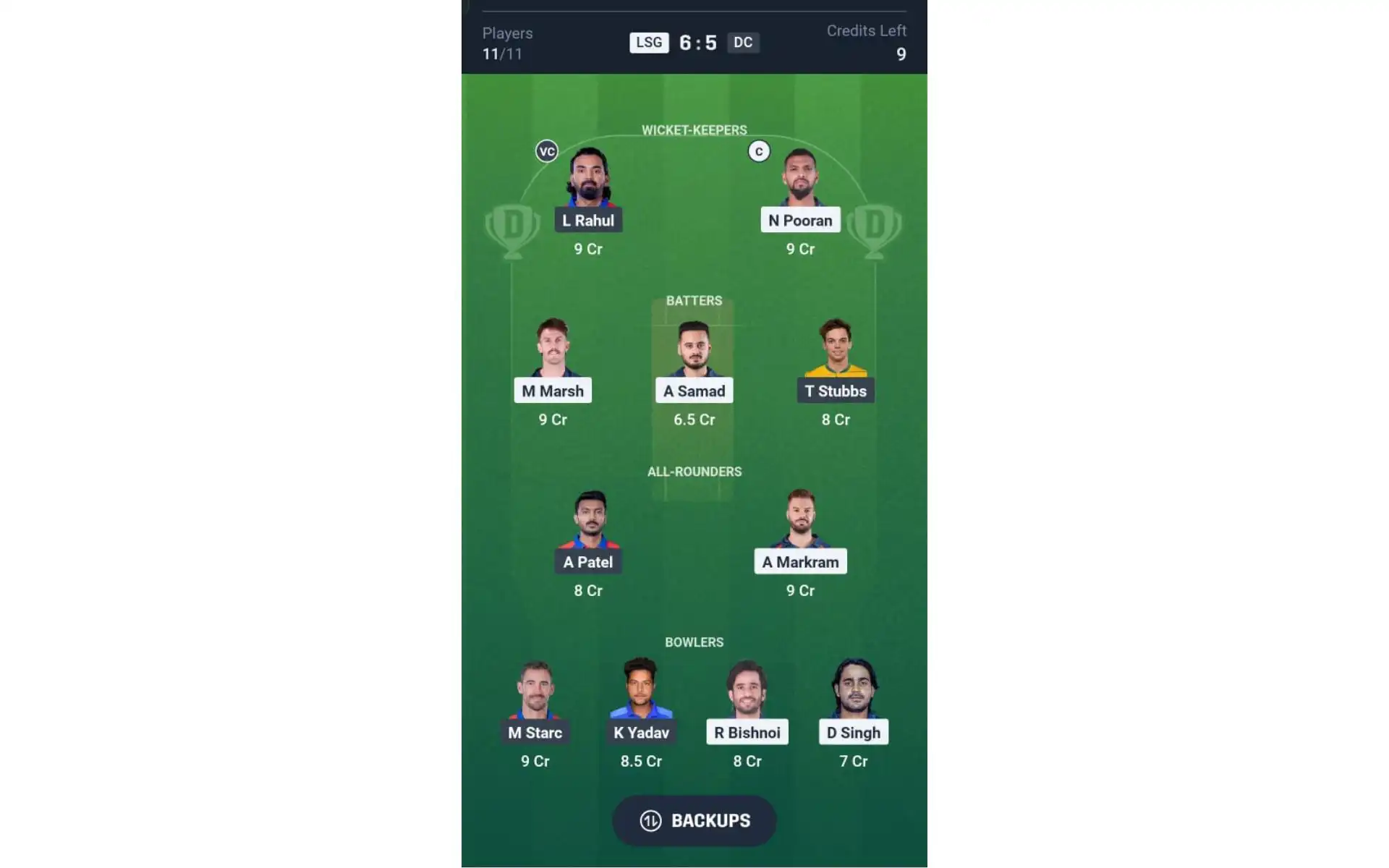 LSG vs DC, IPL 2025: Dream11 Team 1 [Source: @Dream11 App]