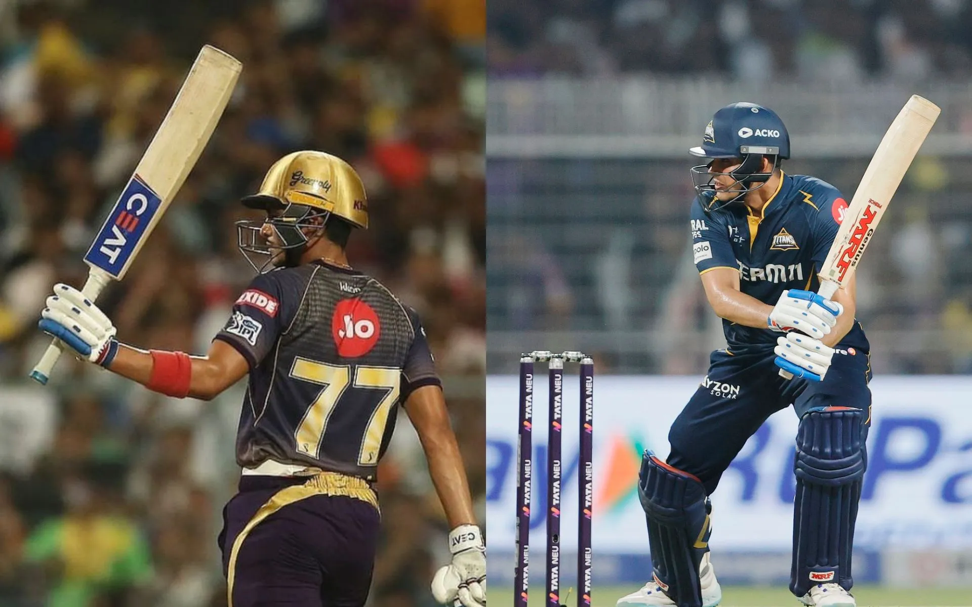 Shubman Gill for KKR and for Titans against KKR [Source: @IMManu_18, @serenadewh06/x.com]