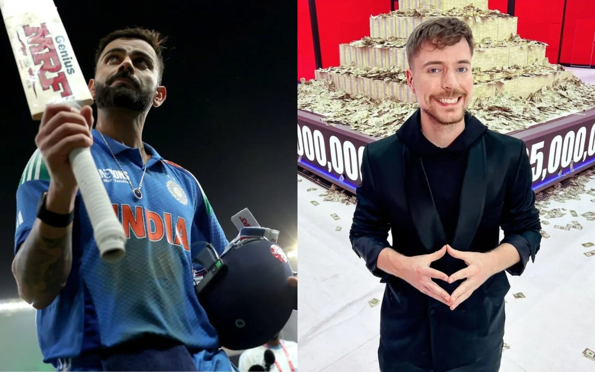 MrBeast Wants Virat Kohli in his video. [Source - MrBeast/ICC/Instagram]