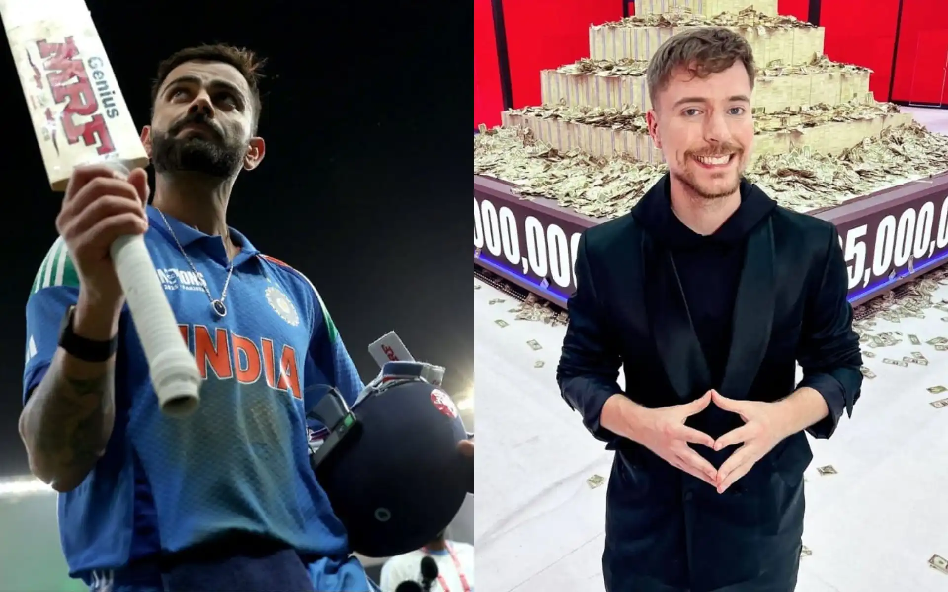 MrBeast Wants Virat Kohli in his video. [Source - MrBeast/ICC/Instagram]