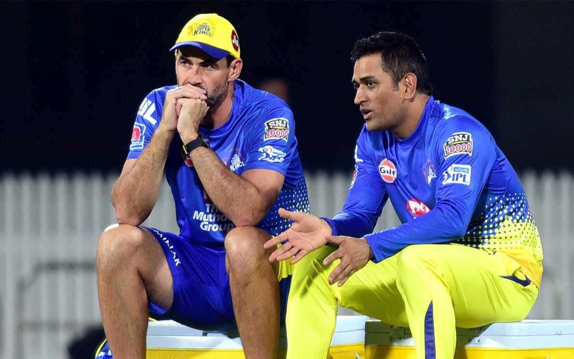 Stephen Fleming and MS Dhoni [Source: @Devx_07/X]