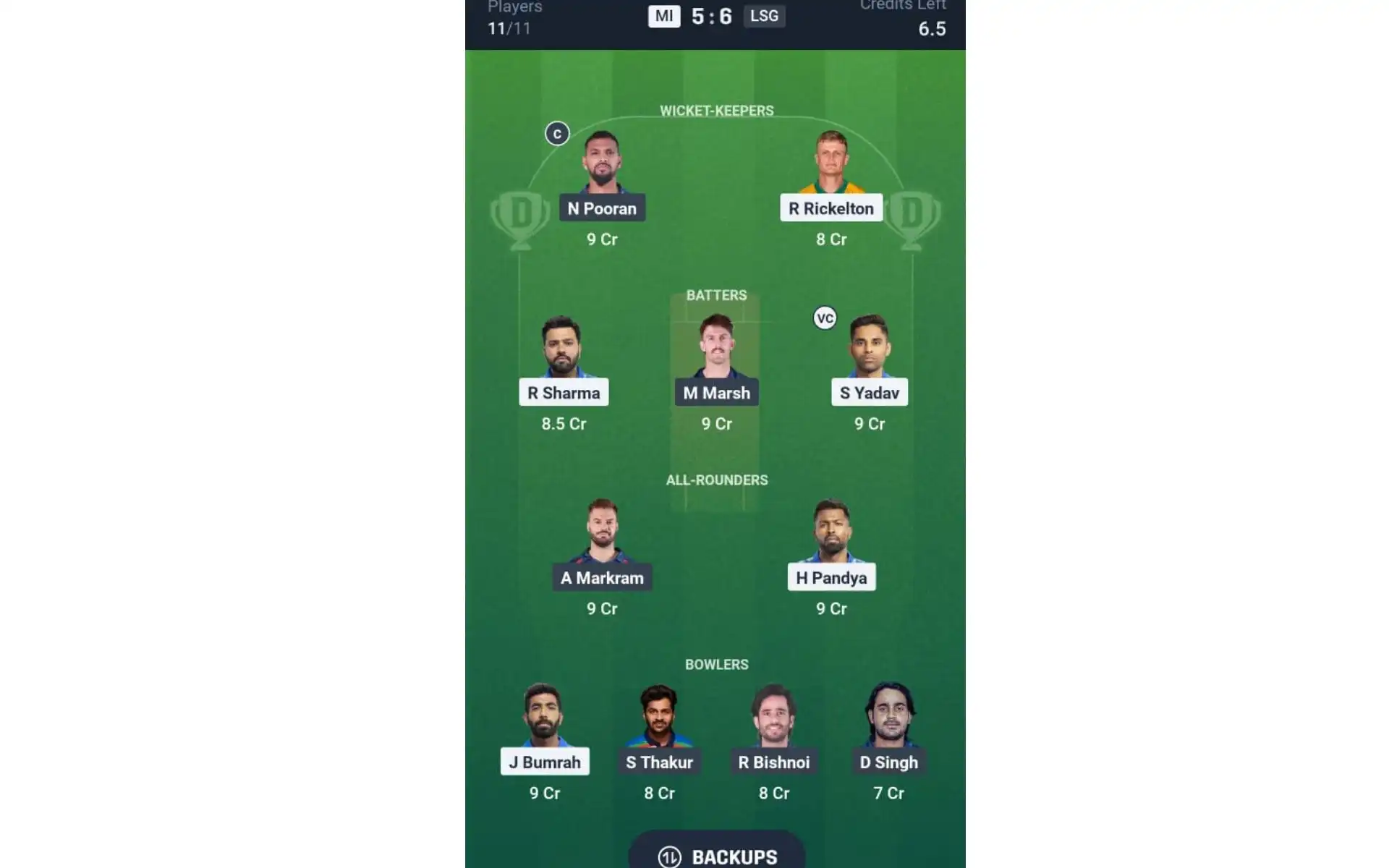 MI vs LSG, IPL 2025: Dream11 Team 1 [Source: @Dream11 App]