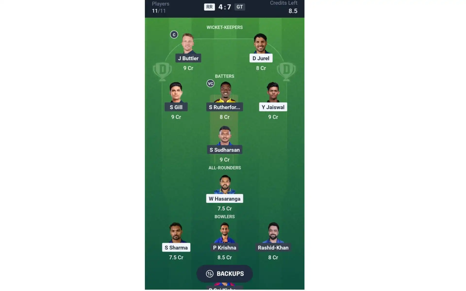 RCB vs GT, Dream11 Team 2 [Source: @Dream11 App]