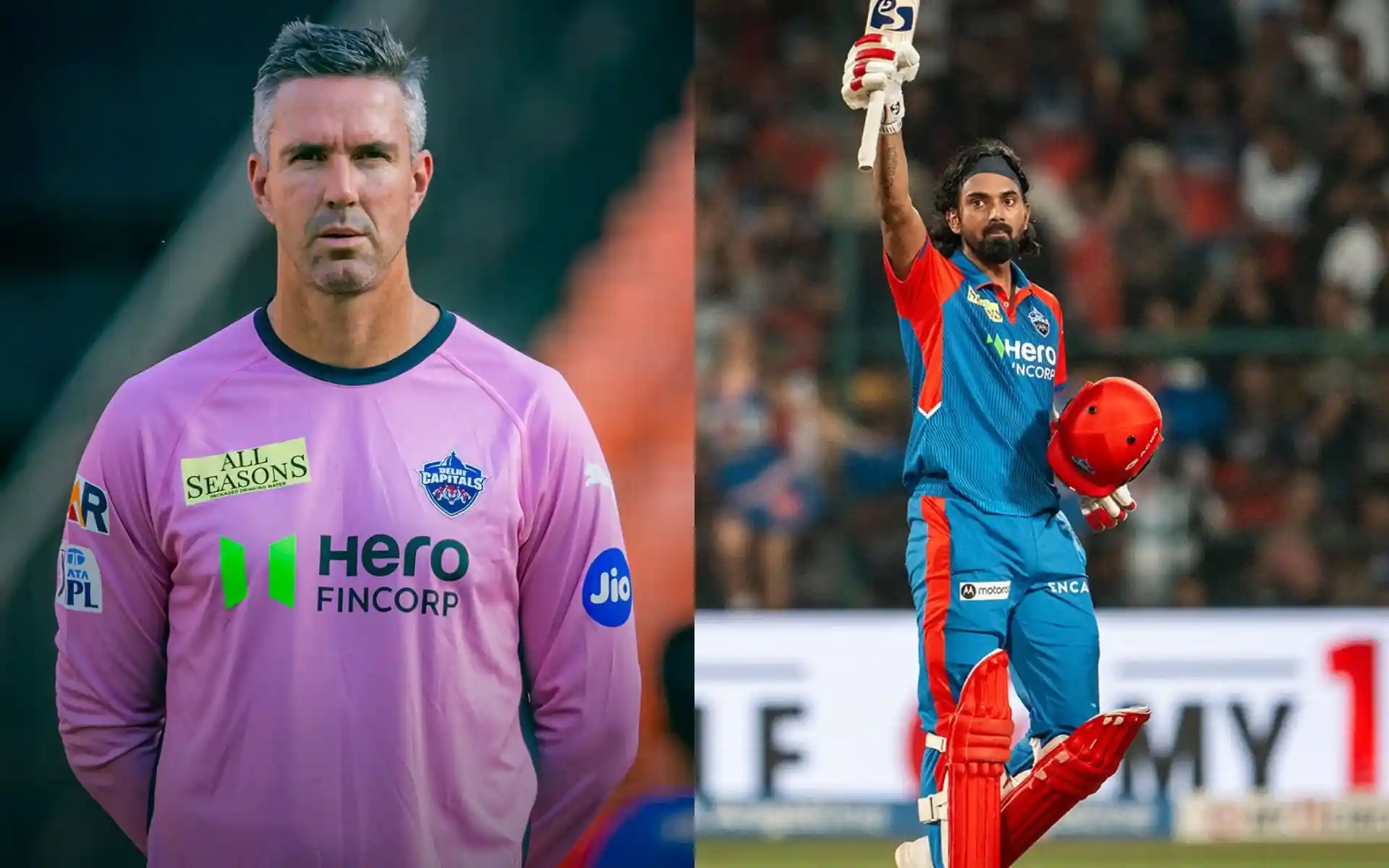 केविन पीटरसन और केएल राहुल [Source: @DelhiCapitals/x]
