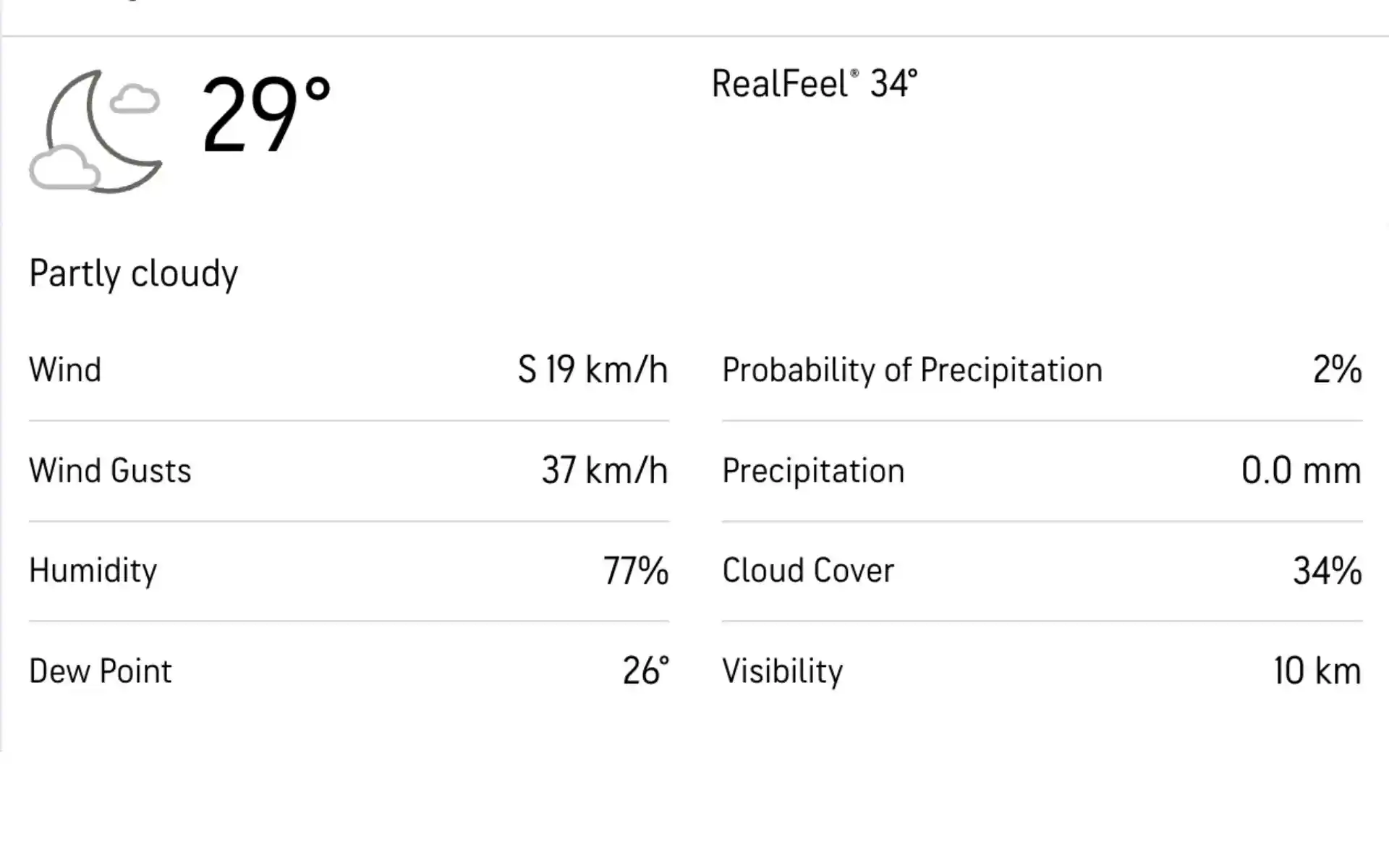 एमए चिदंबरम स्टेडियम का मौसम पूर्वानुमान [Source: AccuWeather]