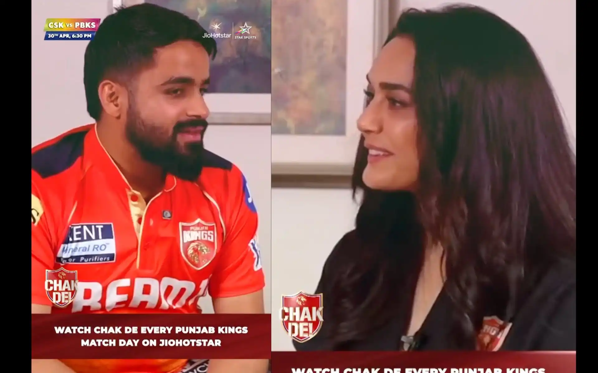 Preity Zinta interviewing Prabhsimran Singh (Source:@mufaddal_vohra,x.com)