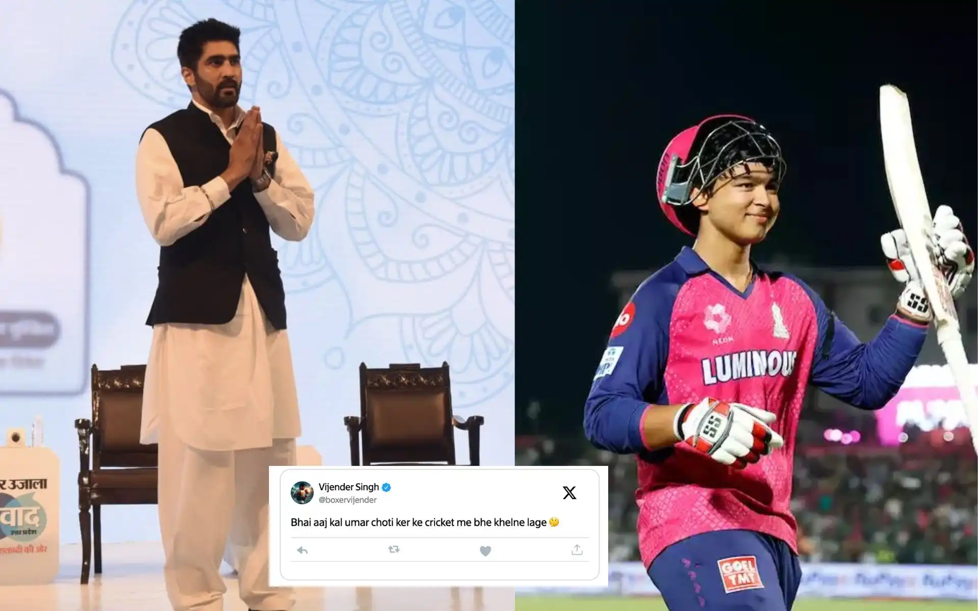 "Bhai Aaj Kal?" Vijender Singh’s Cryptic Dig At 14-Year-Old Vaibhav Suryavanshi's Age
