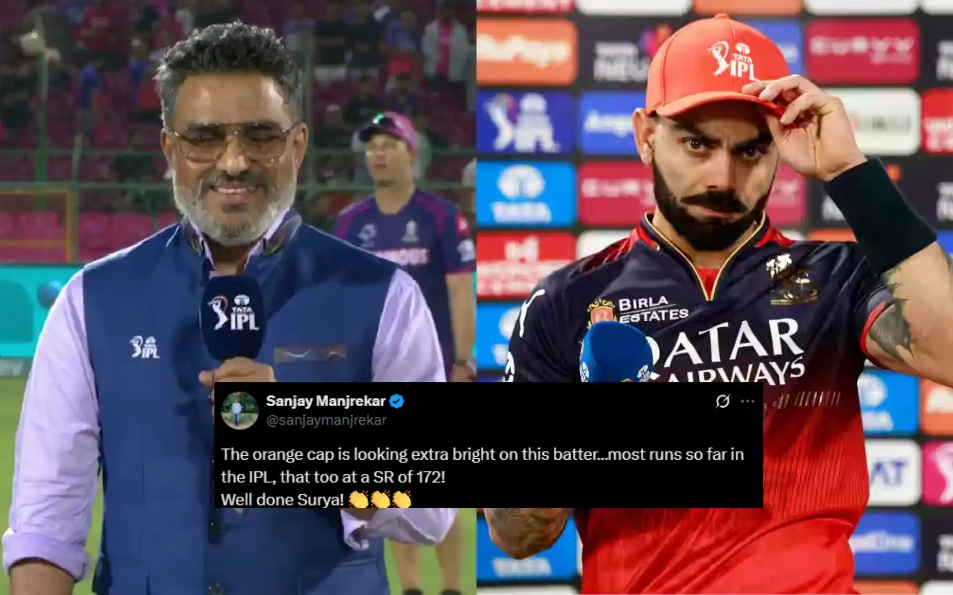 Sanjay Manjrekar & Virat Kohli [Source: @mufaddal_vohra, @sanjaymanjrekar/x.com, @iplt20.com]