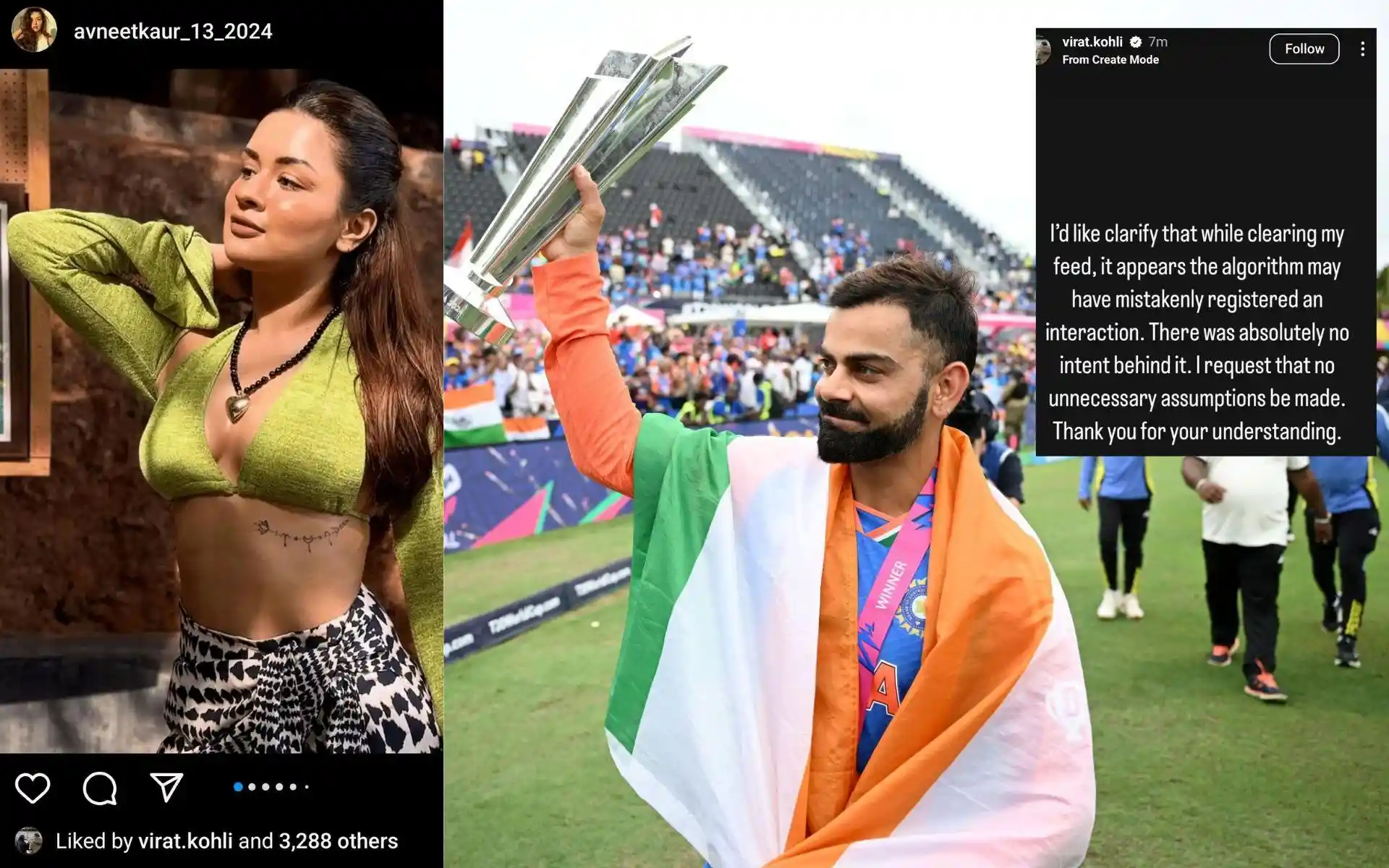 Why Virat Kohli Had To Clarify For Liking Avneet Kaur's Picture On Instagram?
