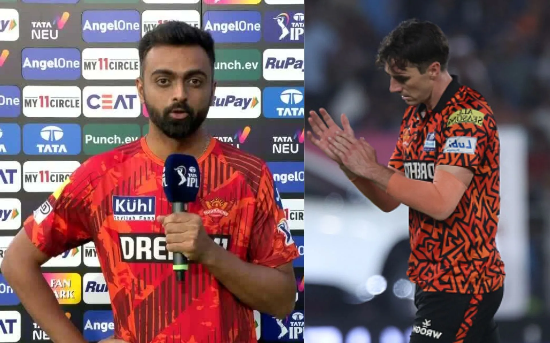 Jaydev Unadkat and Pat Cummins [Source: @weRCricket/X]
