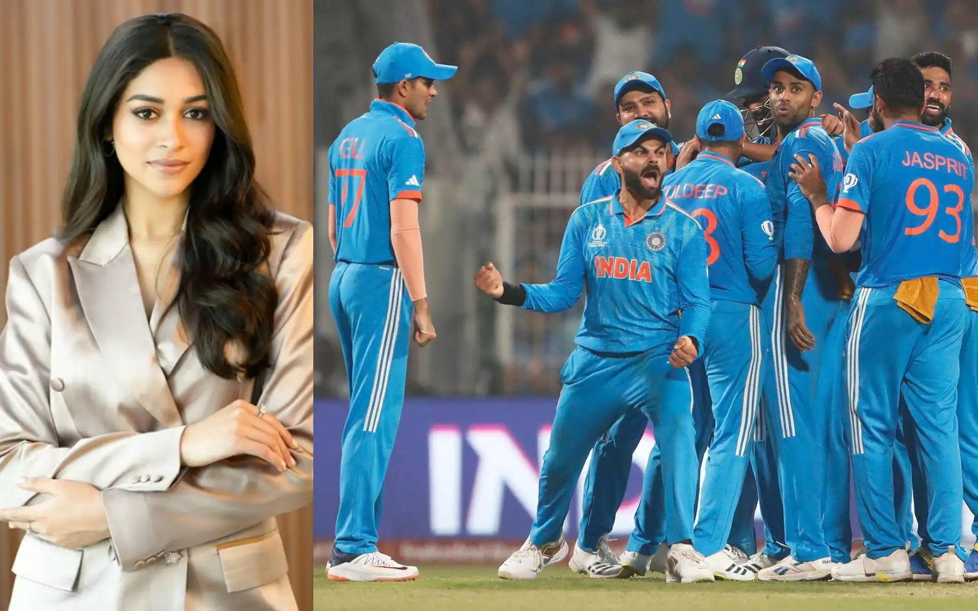 Nandini Gupta & Indian cricket team [Source: @nandiniguptaa13/instagram.com, @mufaddal_vohra/x.com]