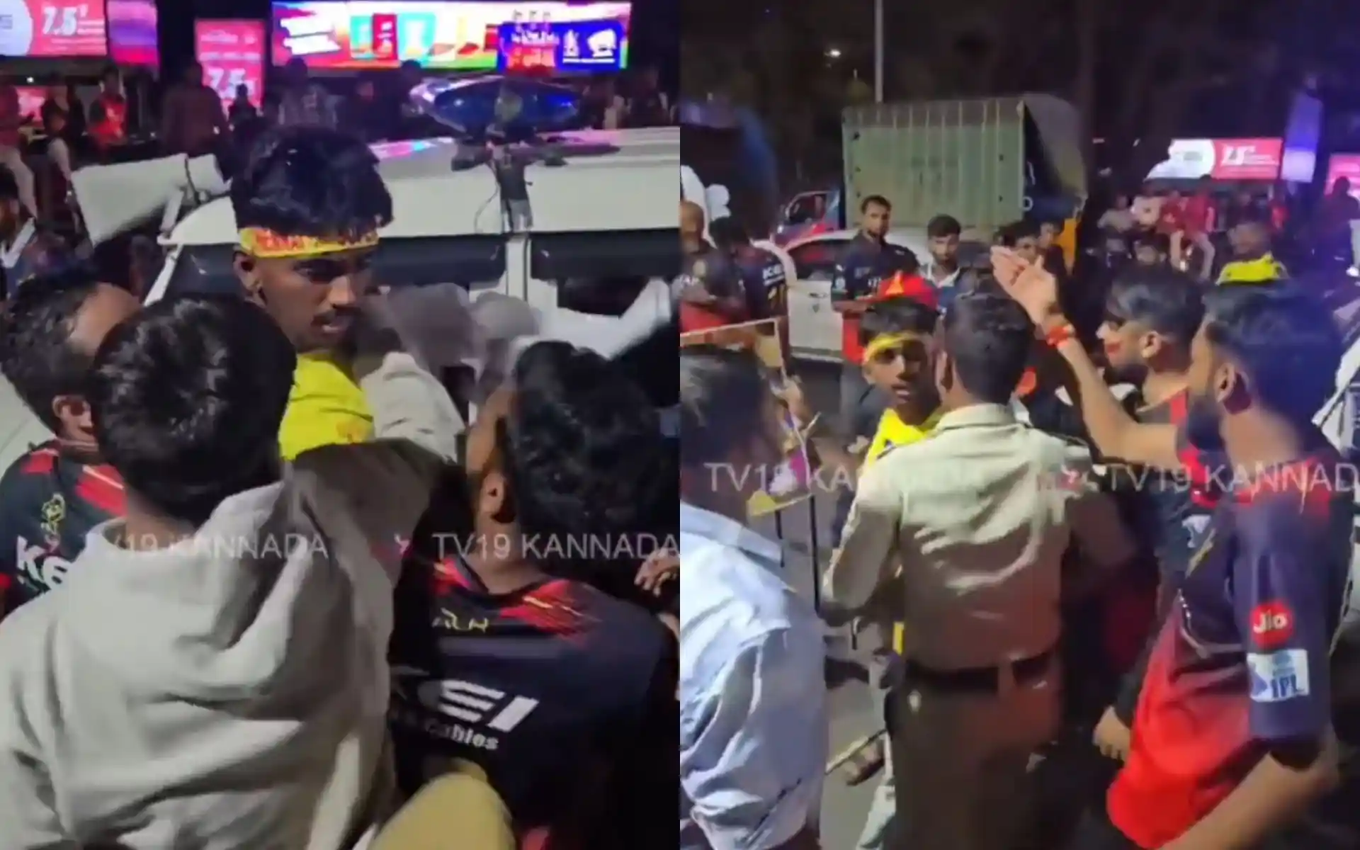 एम चिन्नास्वामी में फ़ैंस के बीच हुआ झगड़ा [स्रोत: @DragonMovie9999/X]