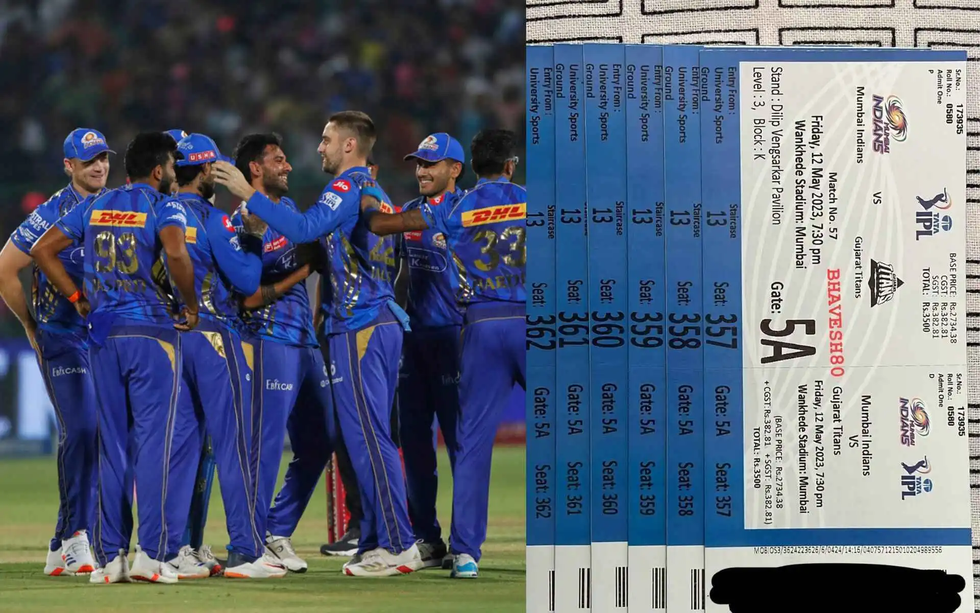 MI Vs GT Tickets (Source:@bhaveshVk18,x.com)