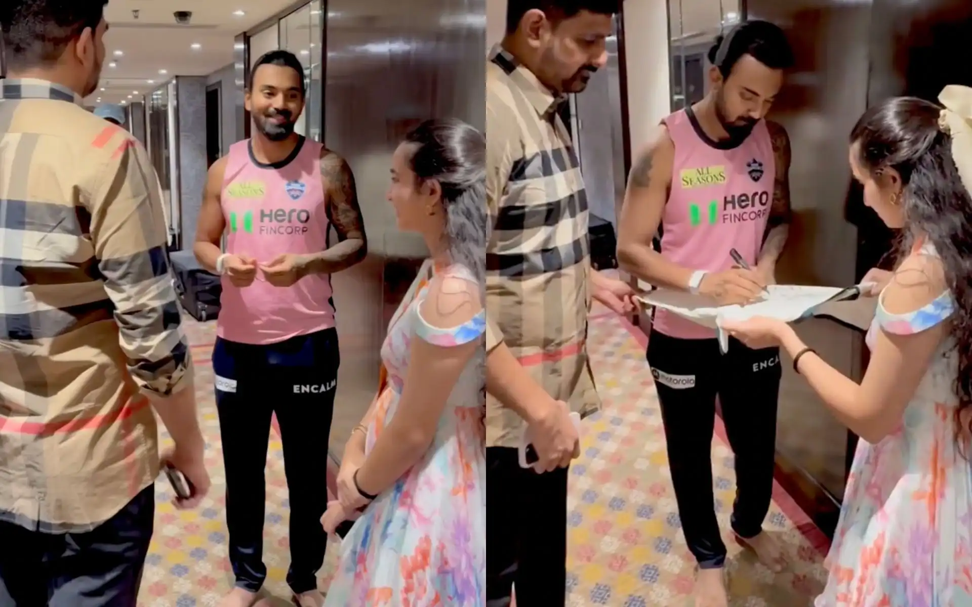 KL Rahul signs jersey for young fan [Source: @KaushikReddyBRS/X.com]