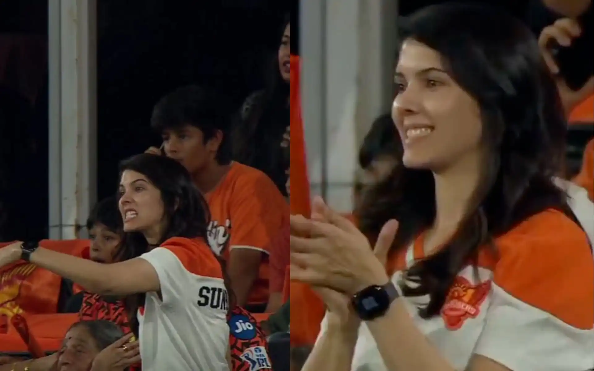 Kavya Maran celebrating the performance of SRH [Source: @albi1595/x.com]