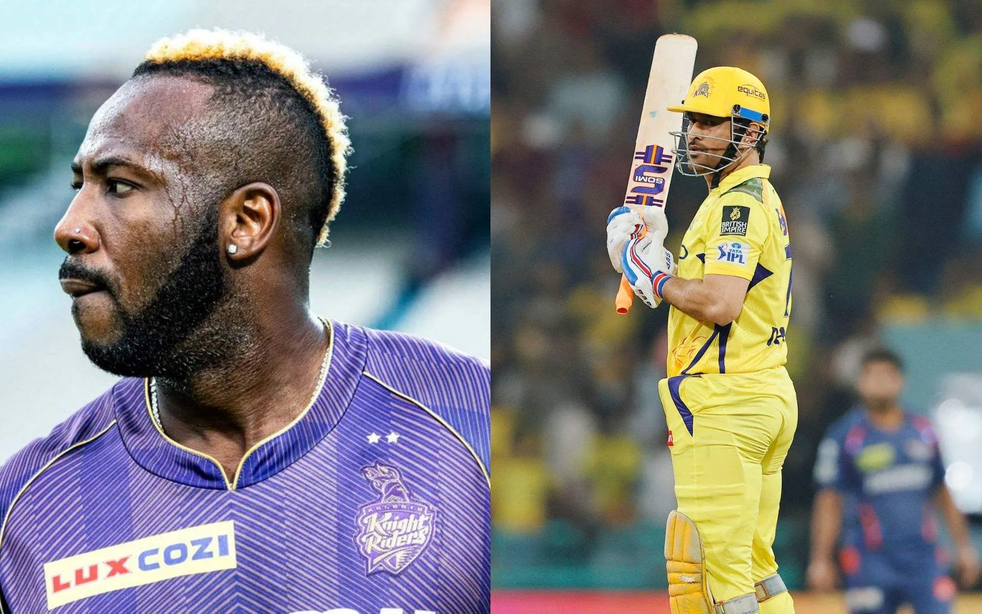 Andre Russell and MS Dhoni (Source: @IPL/X.com)
