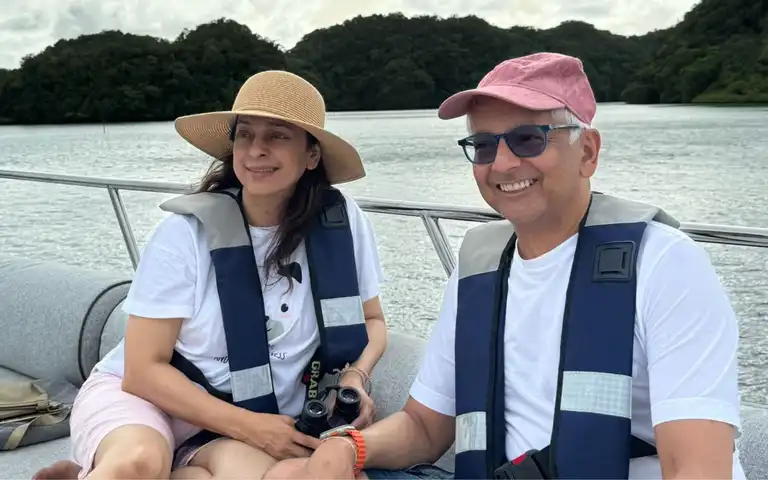 KKR Co-owner Juhi Chawla with Husband Jay Mehta (@iam_juhi/x.com)