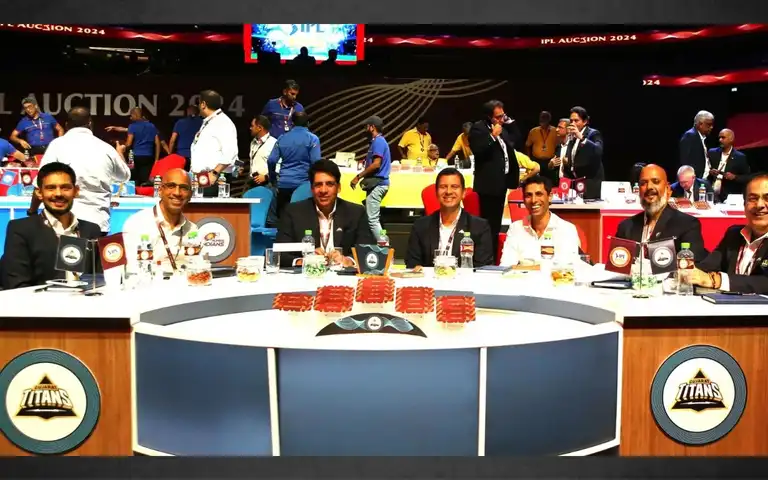 Gujarat Titans owners and management at IPL Mega Auction (gujarattitansipl)