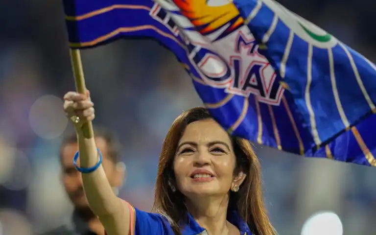 Nita Ambani with MI flag (AP image)