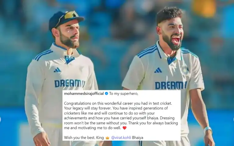 Virat Kohli retired from Test cricket [Source: @mohammedsirajofficial/instagram.com]