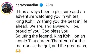 Harddy Sandhu Instagram Comment