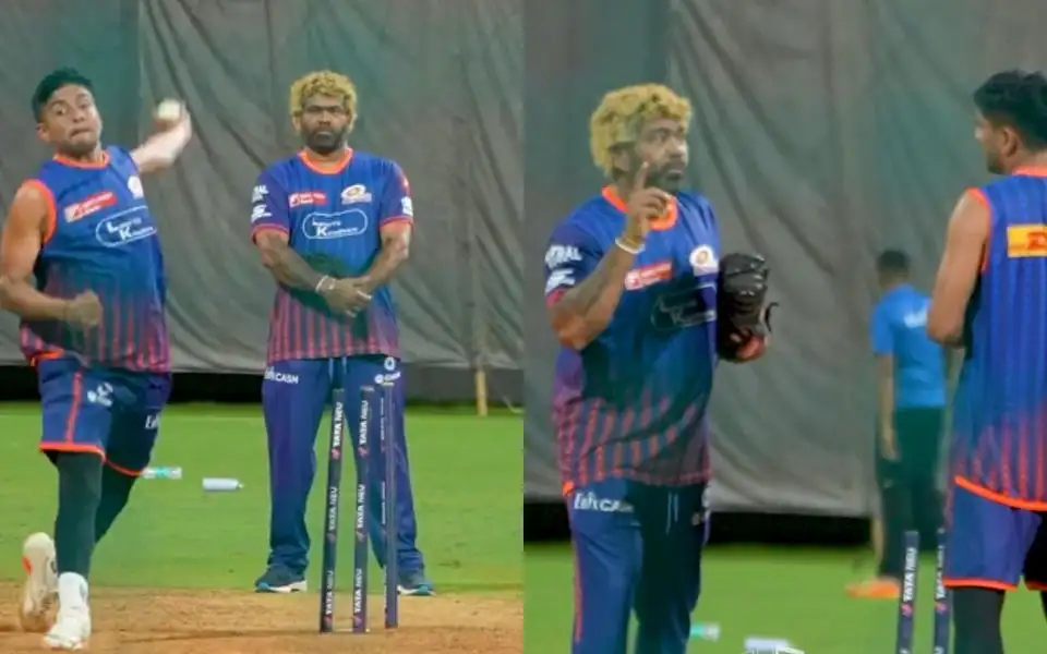 Lasith Malinga and Ashwani Kumar [Source: @mipaltan/X]