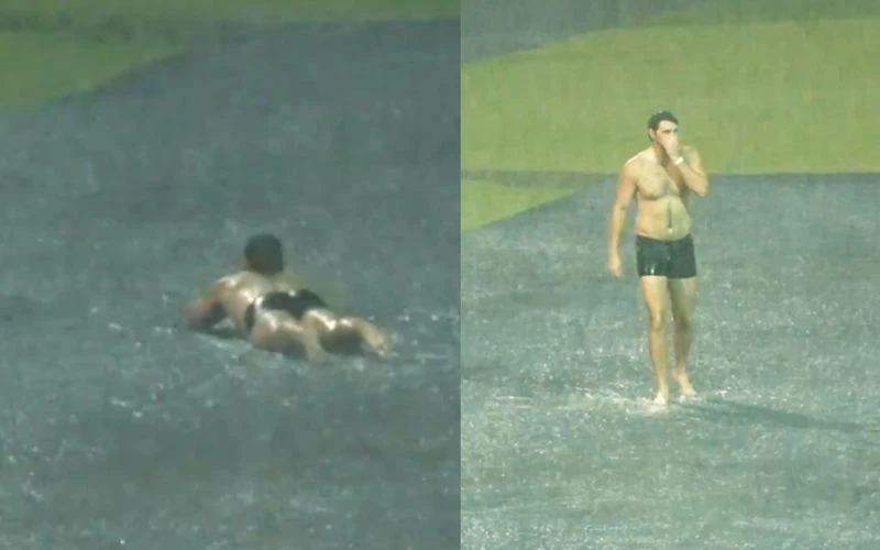 Tim David enjoys Bengaluru rain (Source:@RCB,x,com)