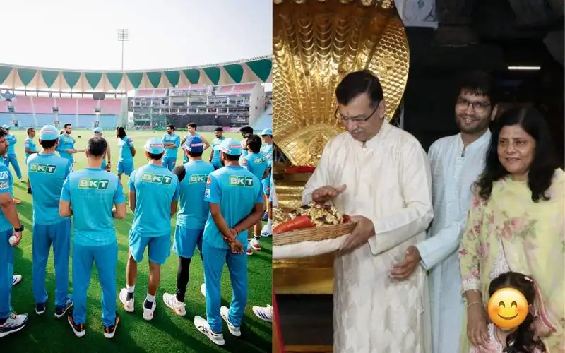 LSG players and Sanjiv Goenka [Source: @LucknowIPL, @DrSanjivGoenka/x]