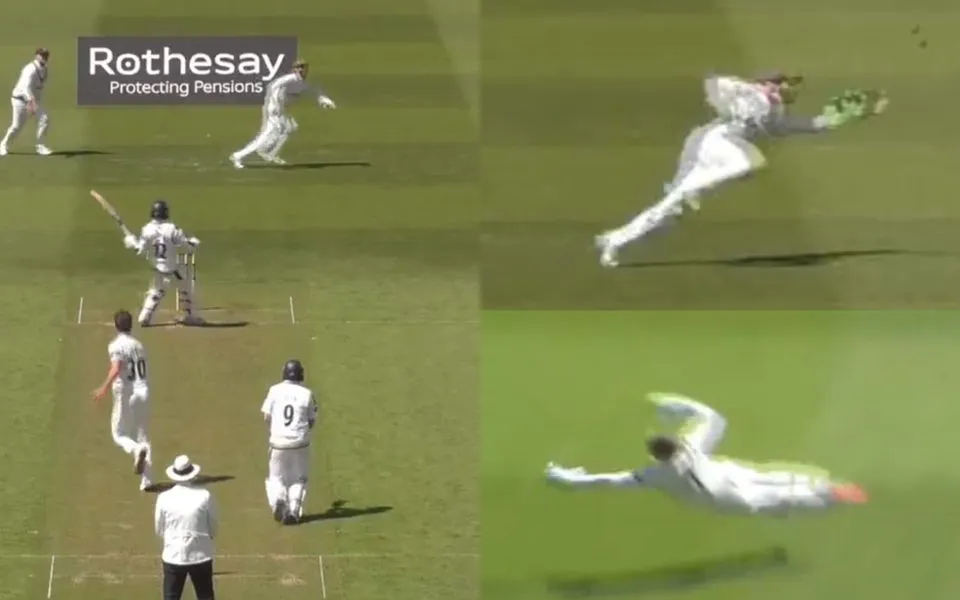 Ben Foakes takes a stunner [Source: @surreycricket/X]
