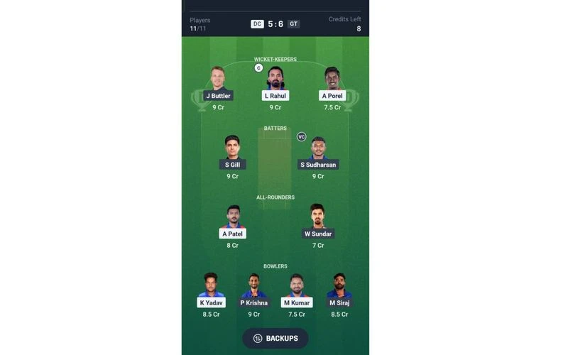 DC vs GT, IPL 2025: Dream11 Team 1 [Source: @Dream11 App]