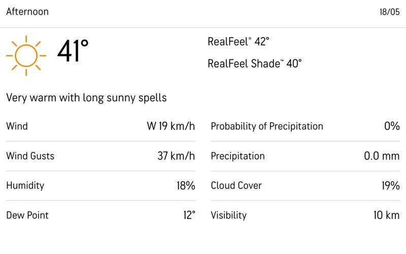 Jaipur weather forecast for today [Source: AccuWeather]