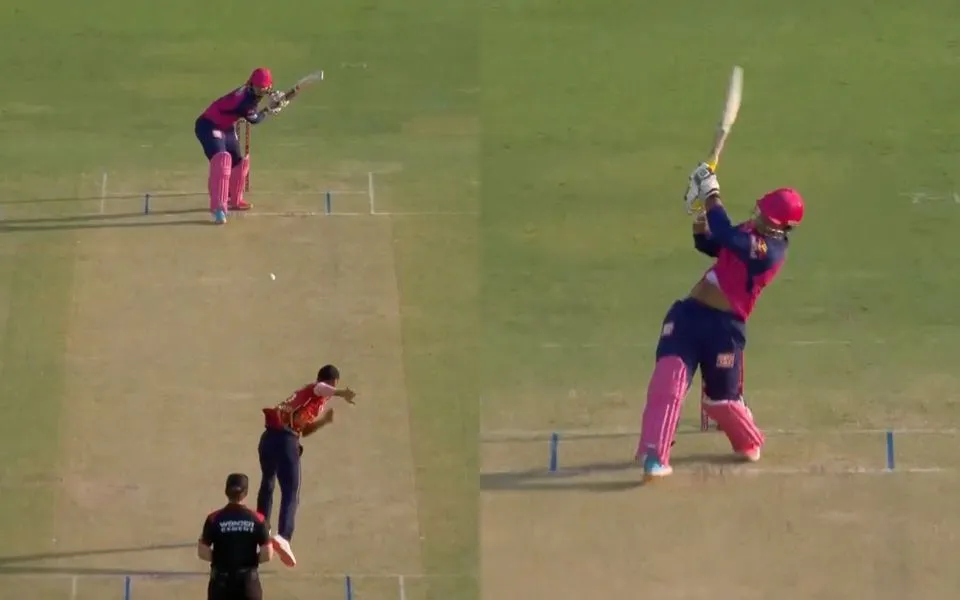 Vaibhav Suryavanshi hitting Arshdeep for a six [Source: @IPL/x.com]