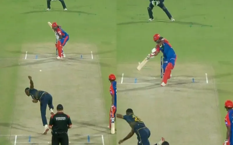 KL Rahul hit a brilliant shot against Kagiso Rabada in IPL 2025 [Source: @StarSportsTamil/x.com]