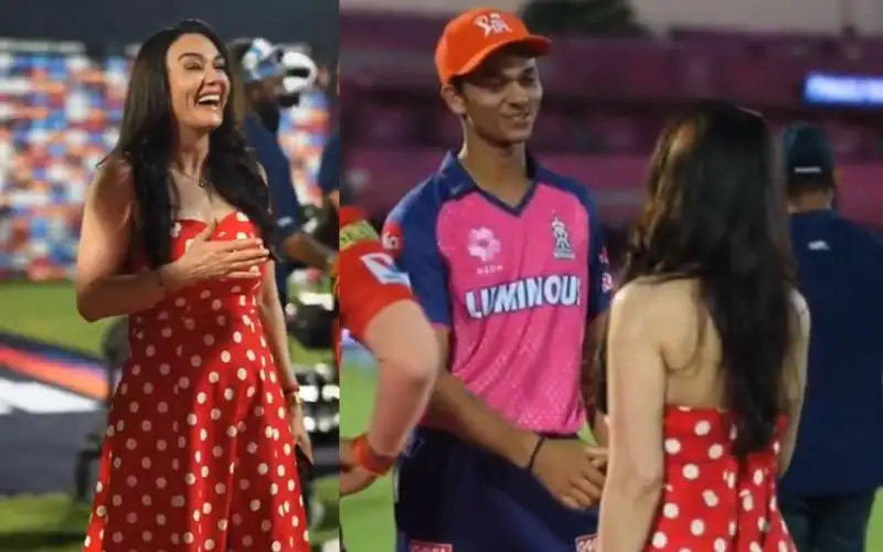 Preity Zinta and Yashasvi Jaiswal [Source: @CricCrazyJohns/X]