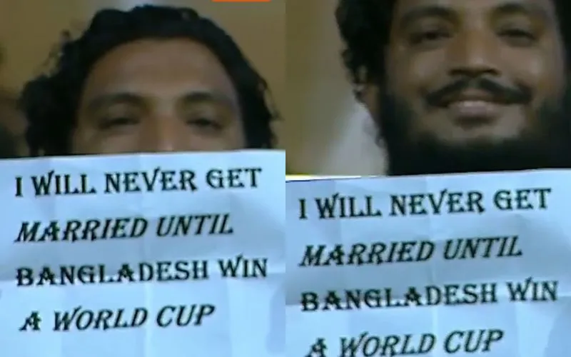 Bangladesh fan with a hilarious placard [Source: @FanCode/x]
