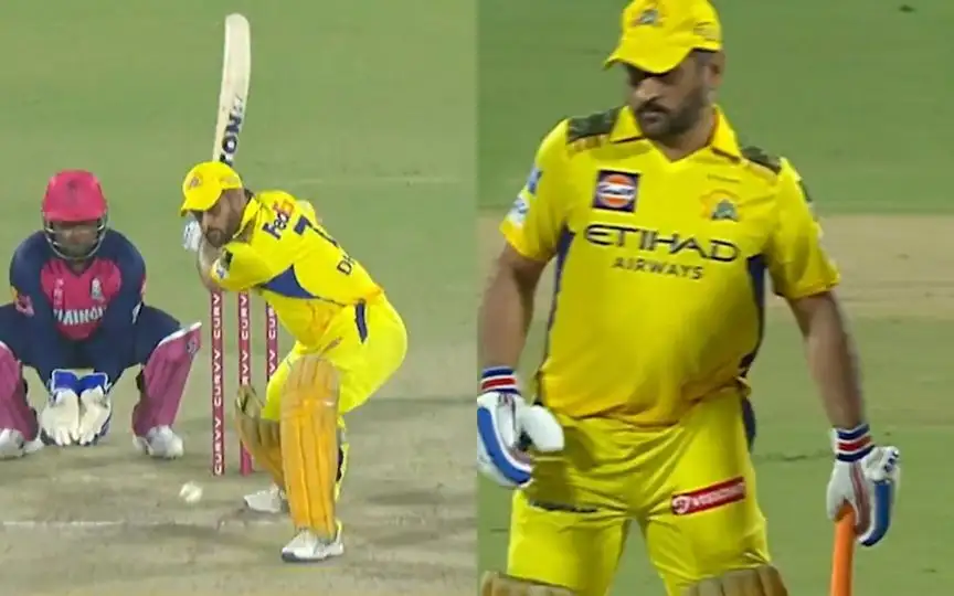 MS Dhoni against RR (Source:@StarSportsIndia/X.com)