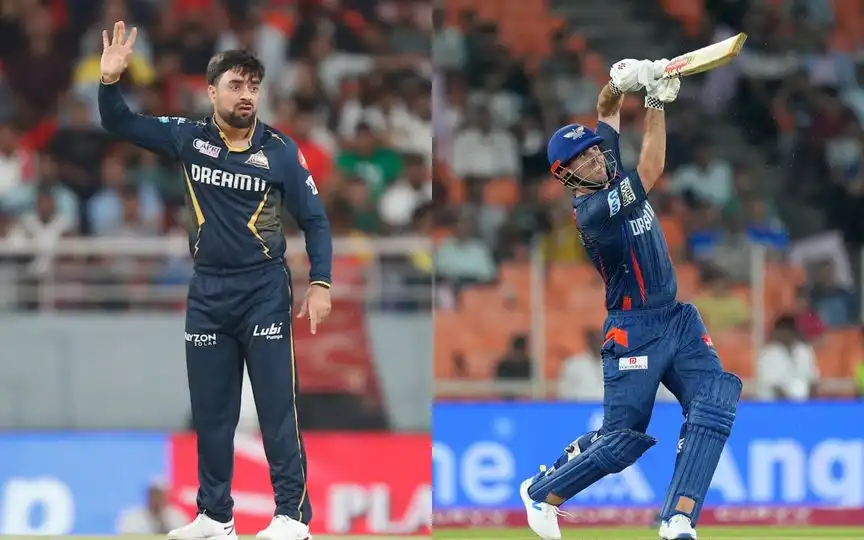 Rashid Khan and Mitchell Marsh (Source: @IPL/X.com)
